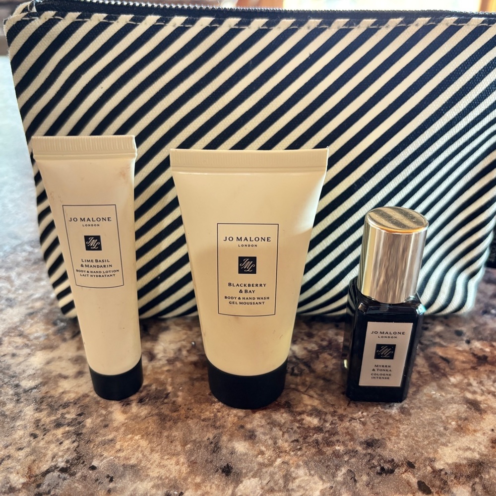 Jo Malone Skincare Set with Striped Bag